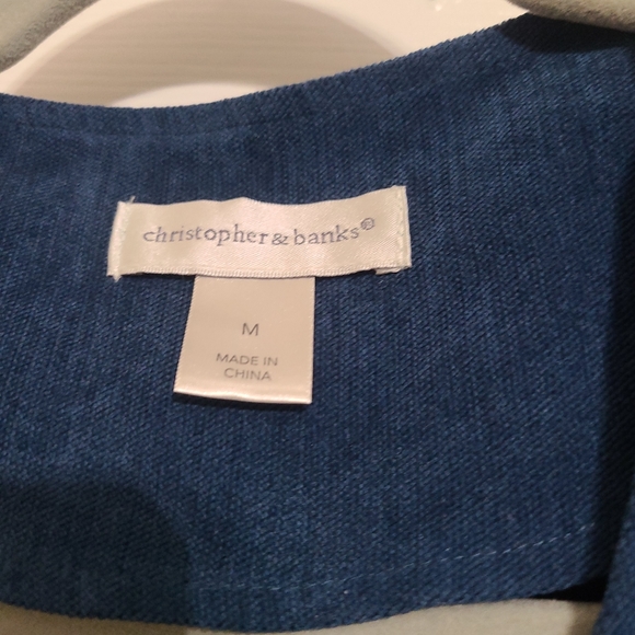 Christopher and Banks Blue Zippered Long Sleeve Ladies Blazer Jacket Top - Picture 2 of 3